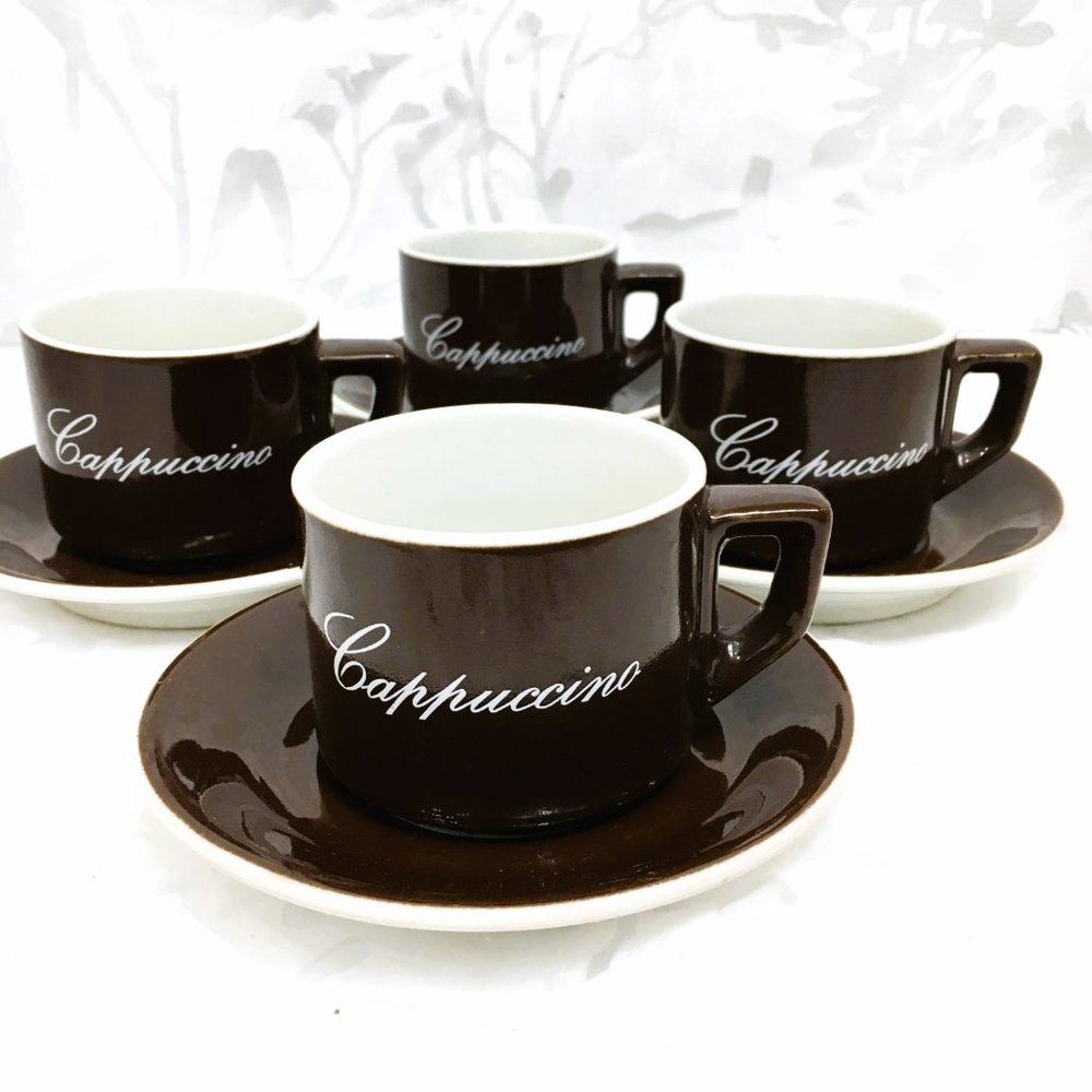 * ACF Cappuccino Espresso Set of 4 Cups & Saucers Made in Italy Vintage